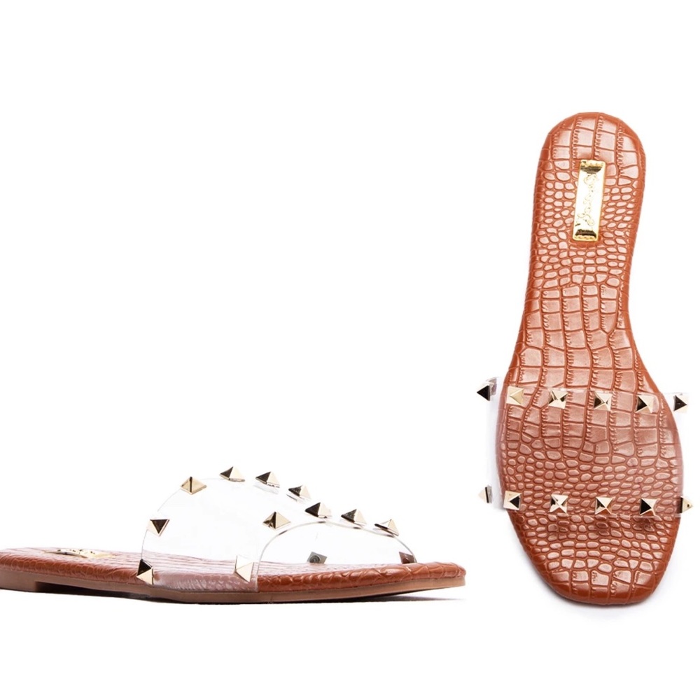 Clear stud sandals